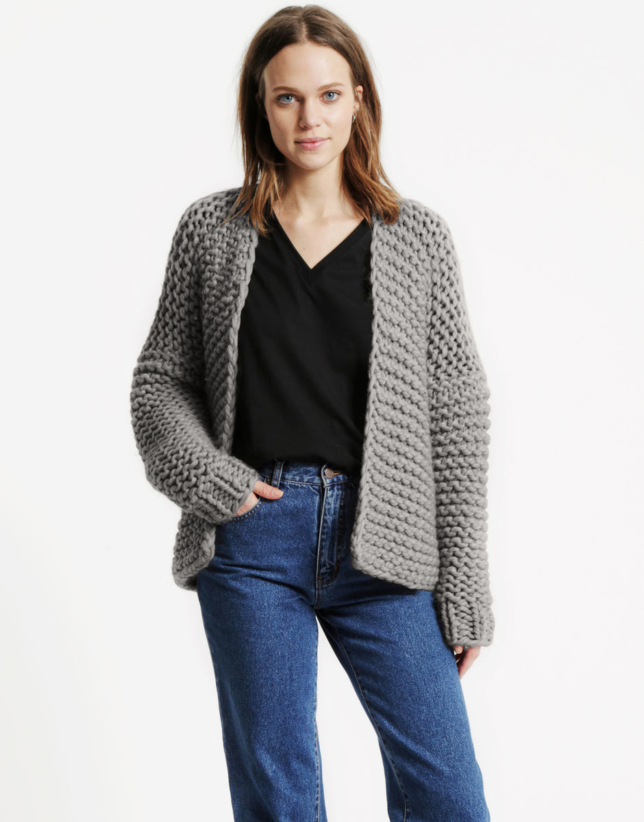 grey wooly cardigan