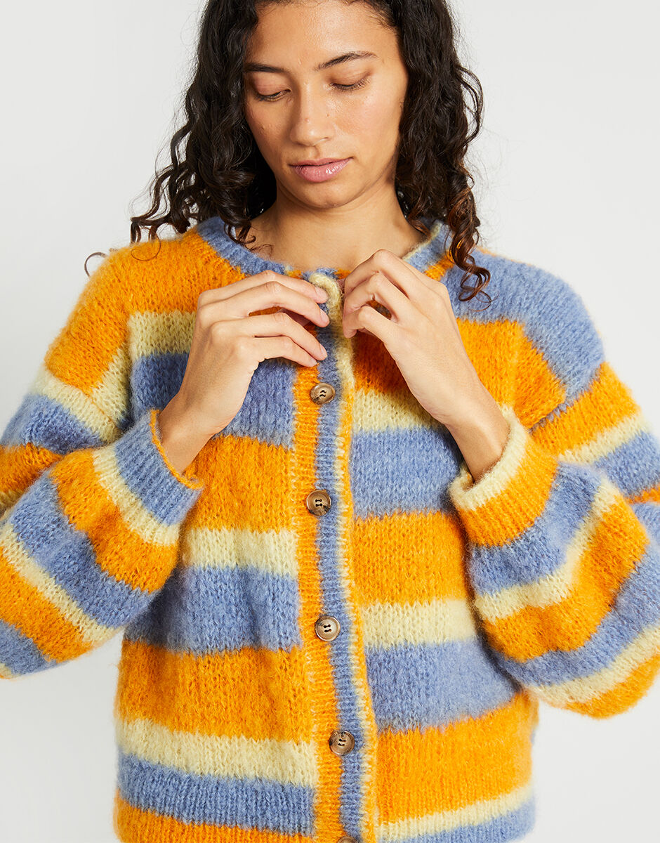 カーディガン Stripe Mohair Wide Cardigan(ORANGE) 中古・古着通販】SUPREME (シュプリーム) Brushed Mohair Cardigan
